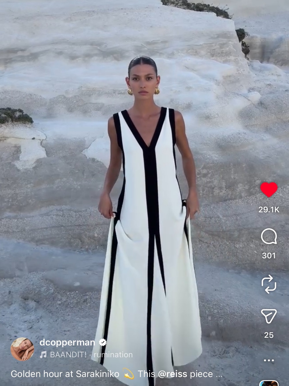 Reiss 6 Rae
Colourblock Maxi Dress in Black/Cream